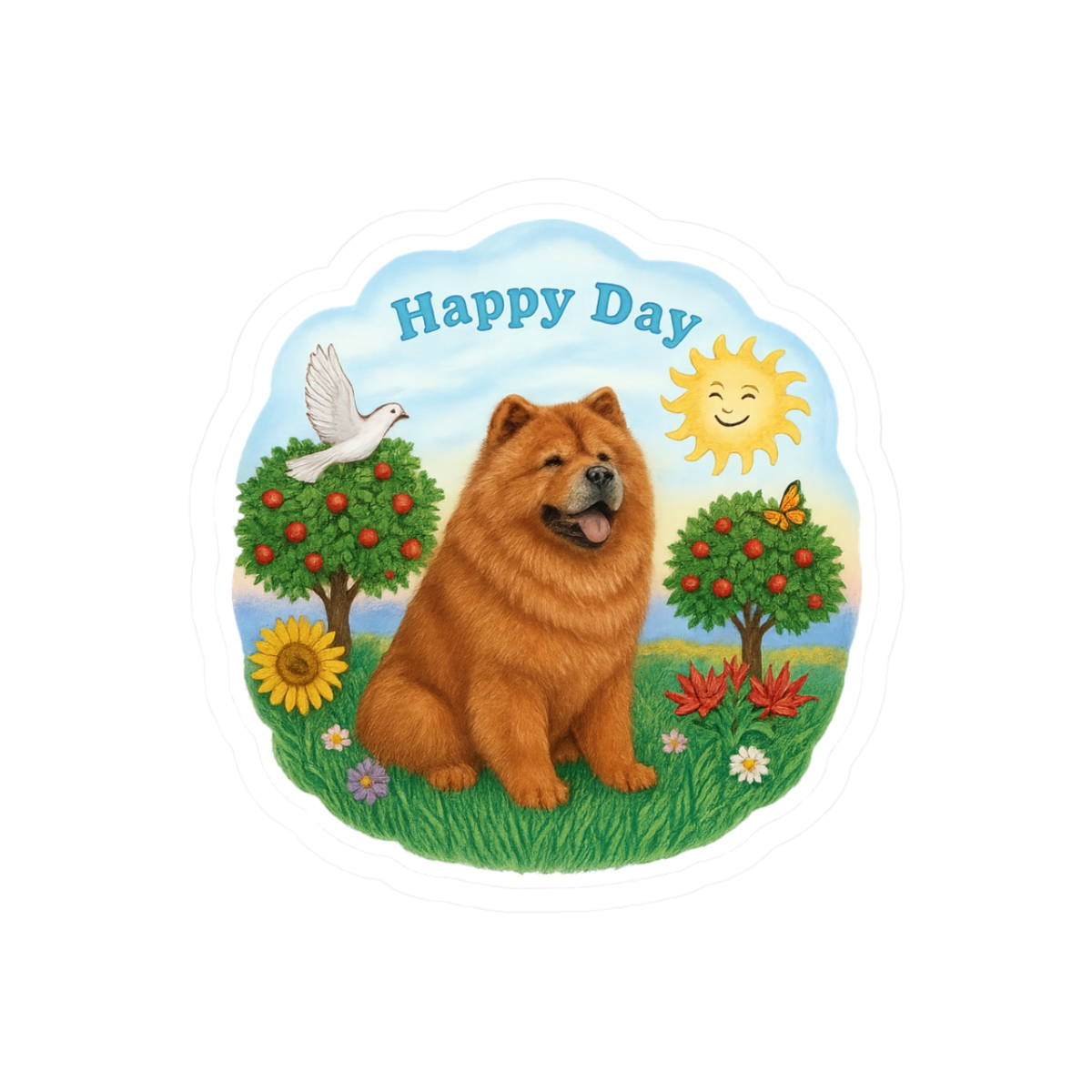 Auburn Chow Chow Happy Day Cute Sticker