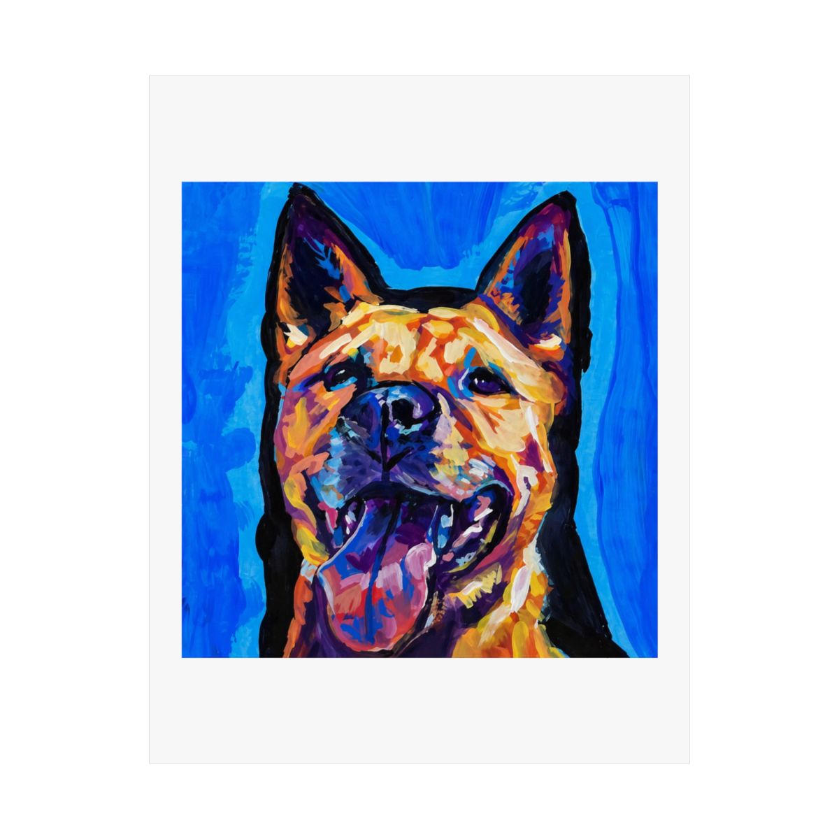 PITCHOW art print of pop art dog painting bright colors 12x12" pitbull chow mix